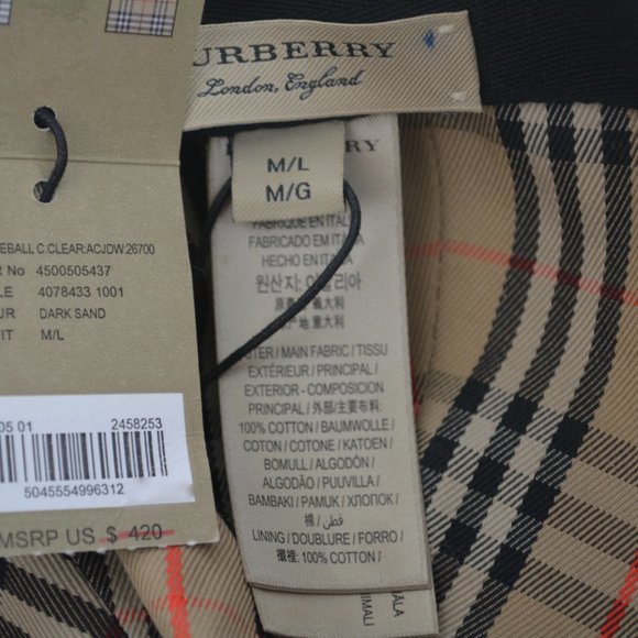 NWT BURBERRY BRIM CHECK BASEBALL CAP HAT - Picture 8 of 10